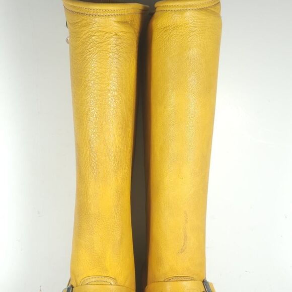 Frye Women's VTG Veronica Slouch US 8M Banana Yellow Leather Riding Boot Spain - Picture 13 of 16